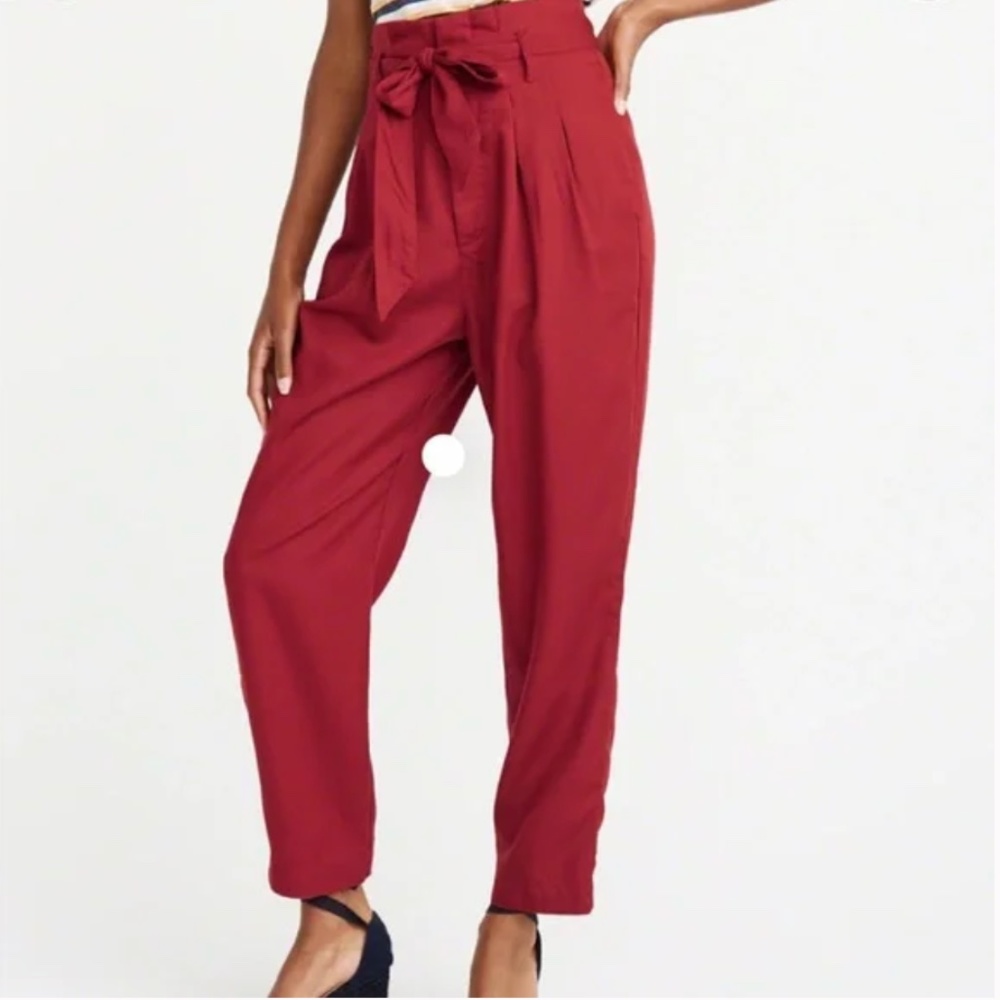 Abercrombie Red Belted Taper Pants